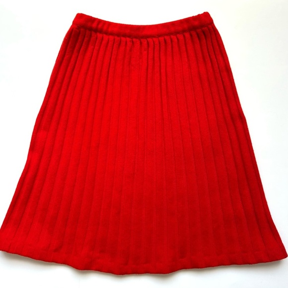 Vintage 1970s Ballantyne Berk of Burlington Arcade Scotland Red Cashmere Skirt S - Picture 5 of 8